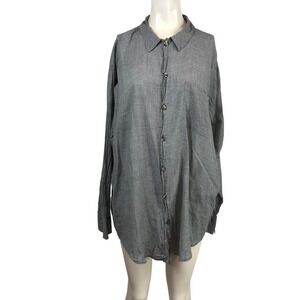CP Shades Sausalito Womens Grey Micro Houndstooth Cotton‎ Button Down Shirt XL